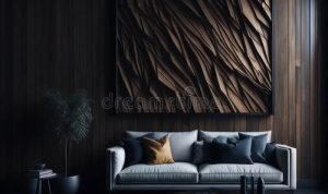 Modern wall decor behind couch