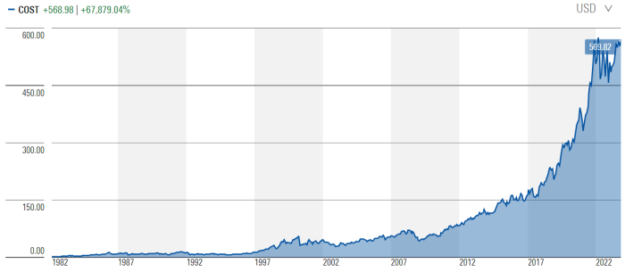 Costco current selling price of stock per share