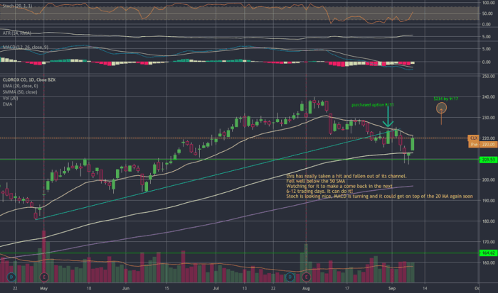 Bmy clx stock chart advice trading clorox price stocktradersdaily